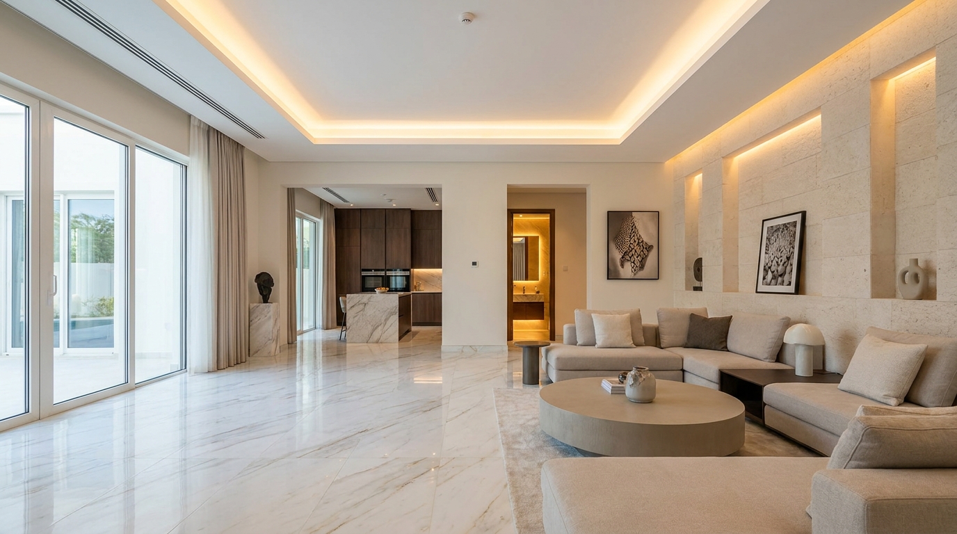 Dubai villa kitchen and bathroom renovation planning with slab coordination, joinery drawings, and waterproofing details